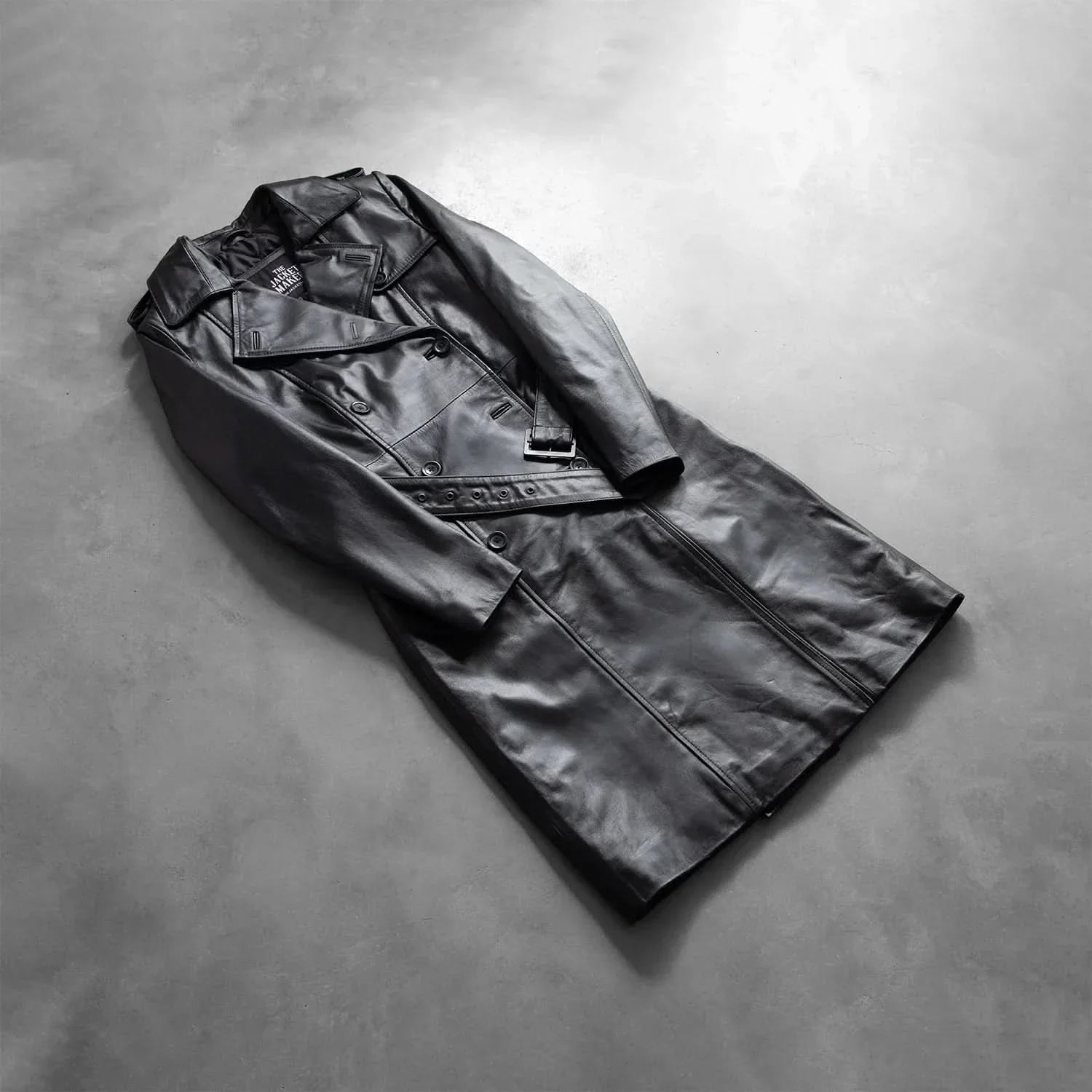 Alice Black Double Breasted Leather Coat