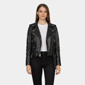 Alison Black Leather Biker Jacket