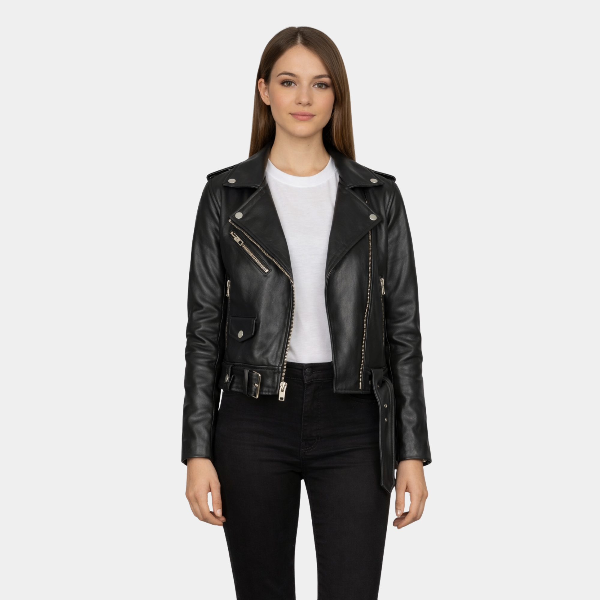 Alison Black Leather Biker Jacket