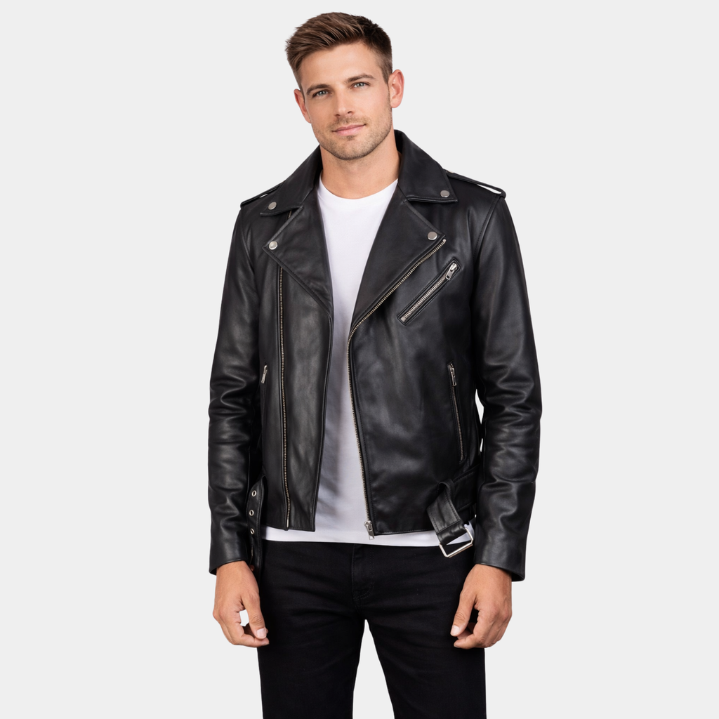 Allaric Alley Black Leather Biker Jacket