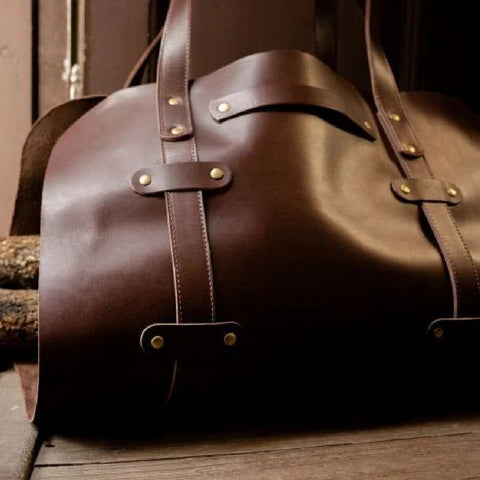 Full Grain Leather Wood Log Carrier