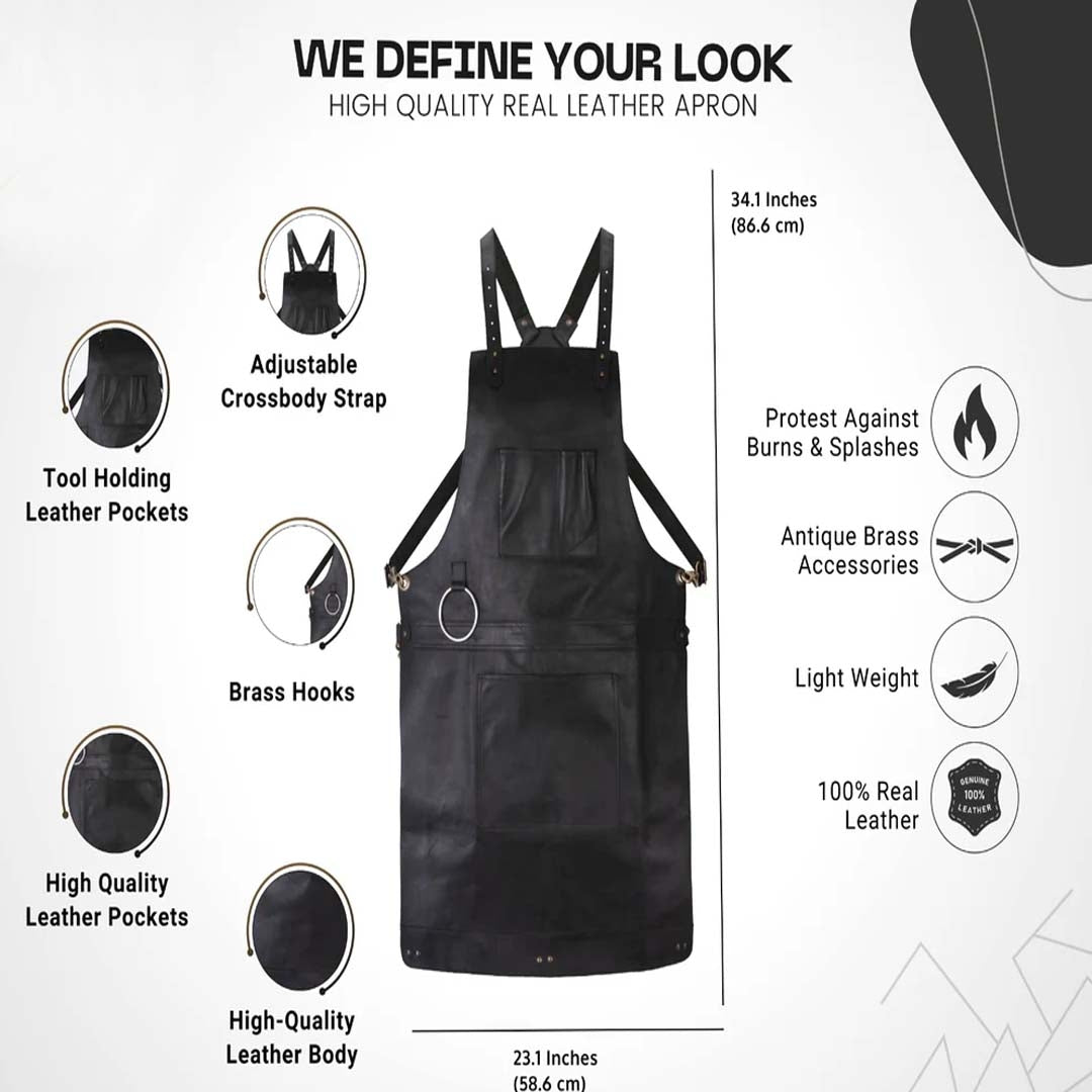 The Riding of Yorkshire Full Grain Black Apron