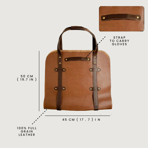 Full Grain Leather Wood Log Carrier