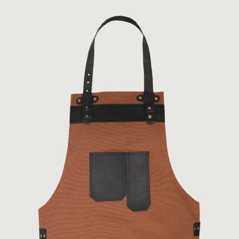 The Norfolk Leather Brown Canvas Butcher Apron