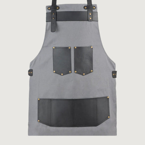 The Oxfordshire Grey Canvas Apron With Black Pocket Apron