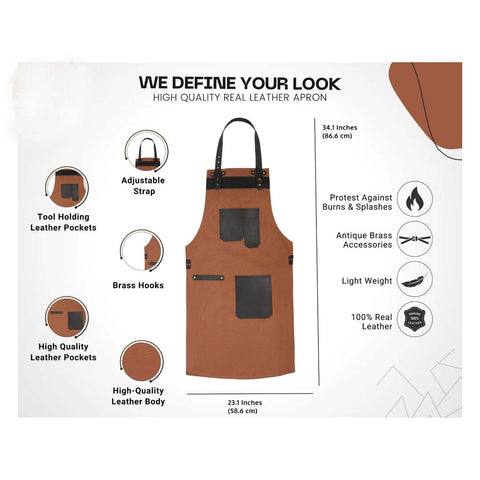The Norfolk Leather Brown Canvas Butcher Apron