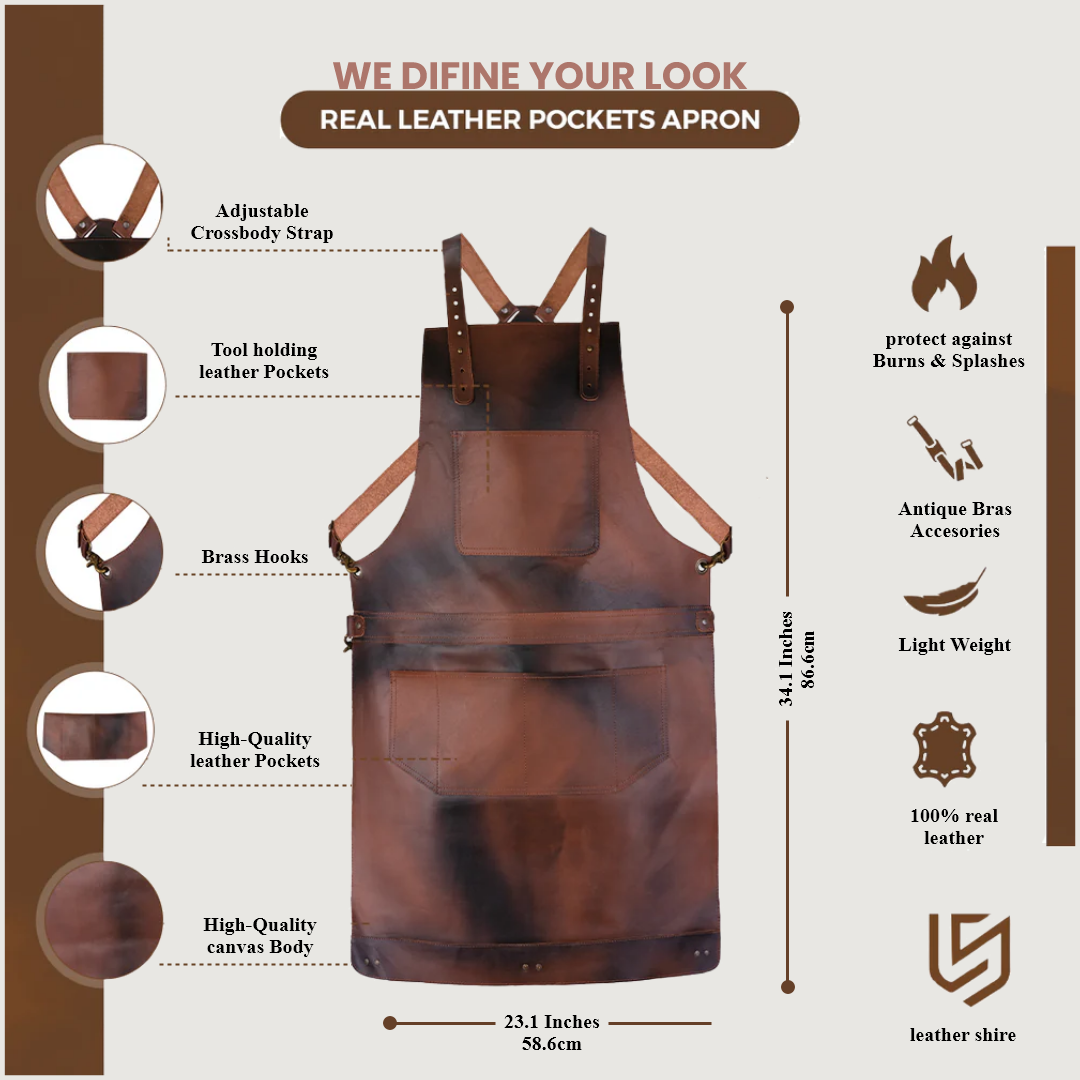 The Devon Cognac Brown Full Grain Leather Crossbody Apron