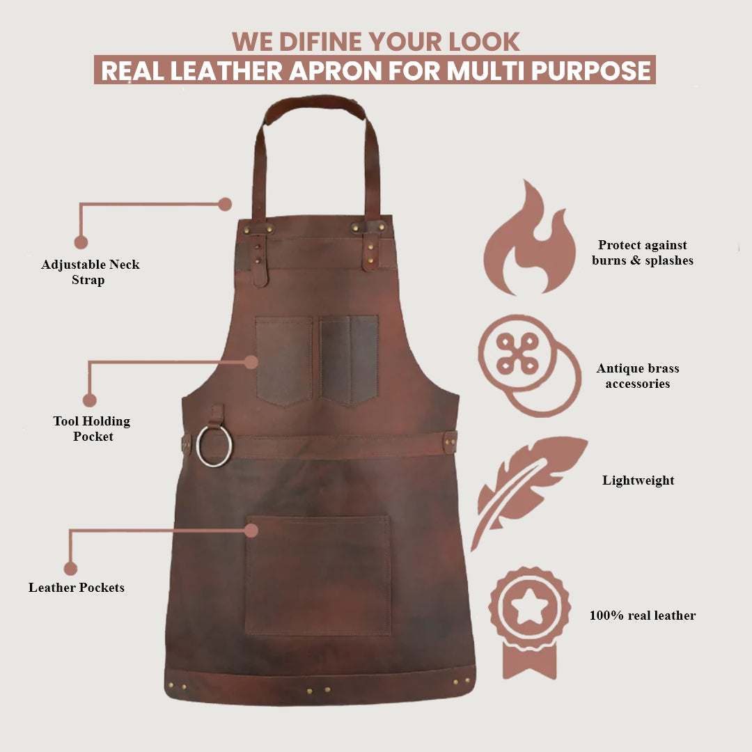 The Bristol Dark Brown Full Grain Leather Apron