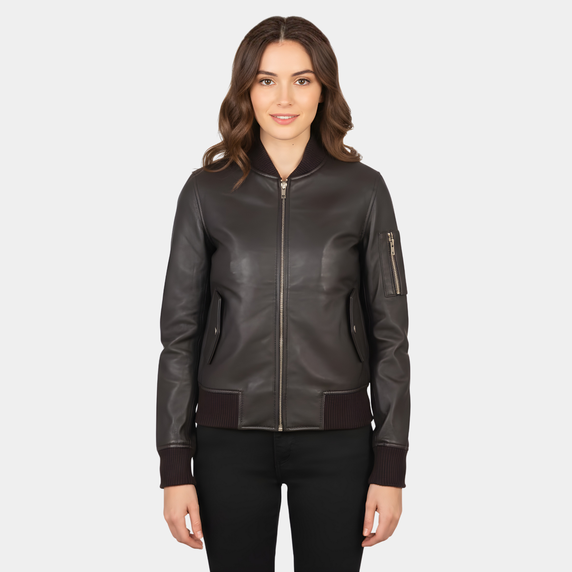 Ava Ma-1 Brown Leather Bomber Jacket