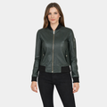 Ava Ma-1 Green Leather Bomber Jacket