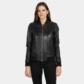 Bliss Black Leather Bomber Jacket