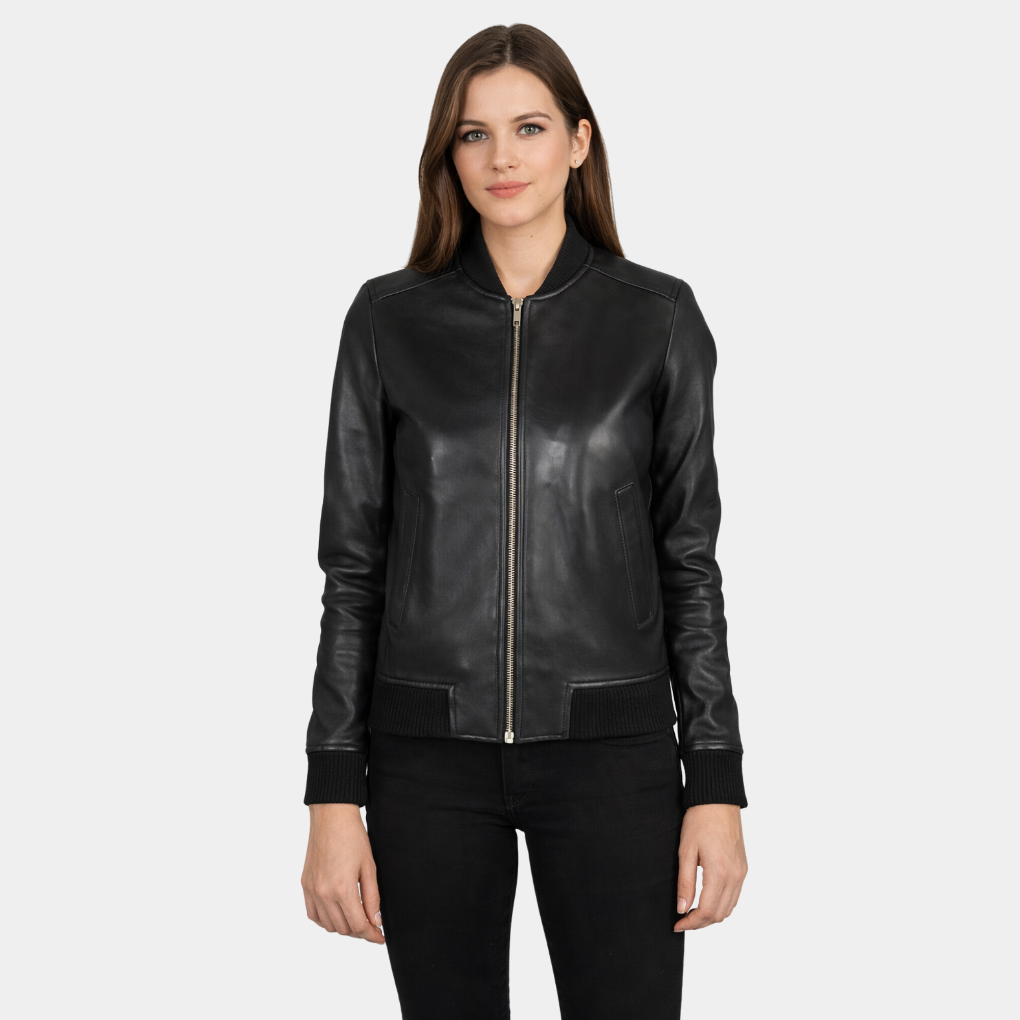 Bliss Black Leather Bomber Jacket