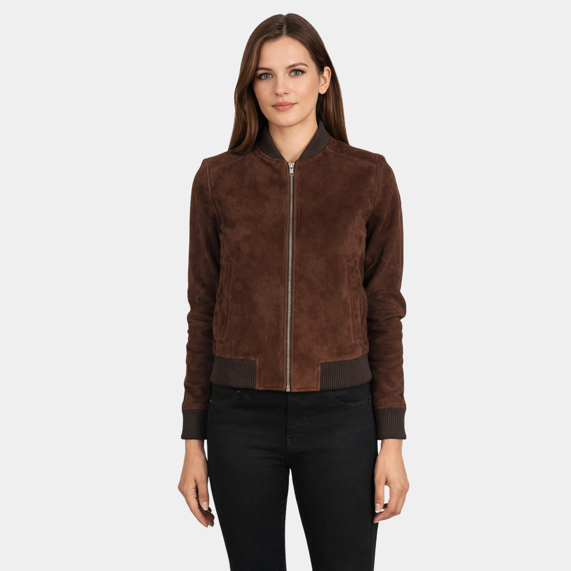 Bliss Brown Suede Bomber Jacket