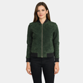 Bliss Green Suede Bomber Jacket