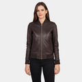 Bliss Maroon Leather Bomber Jacket