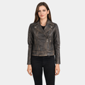 Carolyn Quilted Distressed Brown Biker Jacket