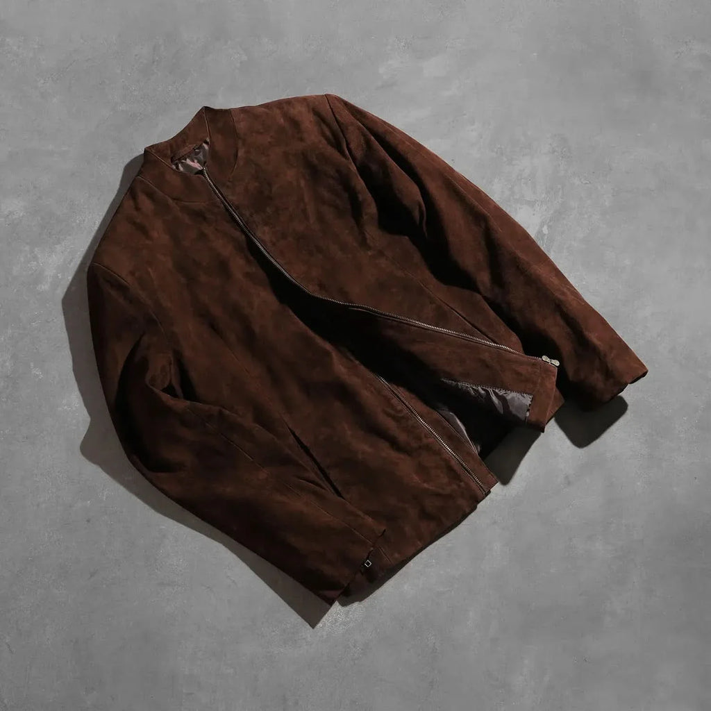 Charcoal Mocha Suede Biker Jacket