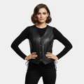 Cindy Womens Black Leather Biker Vest