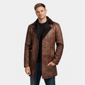 Cinnamon Distressed Leather Fur Coat