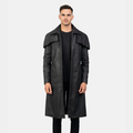 Classic Distressed Black Leather Duster