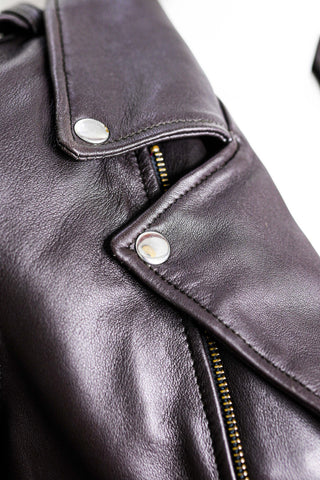 Charlotte Burnt Charcoal Leather Jacket