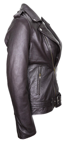 Charlotte Burnt Charcoal Leather Jacket