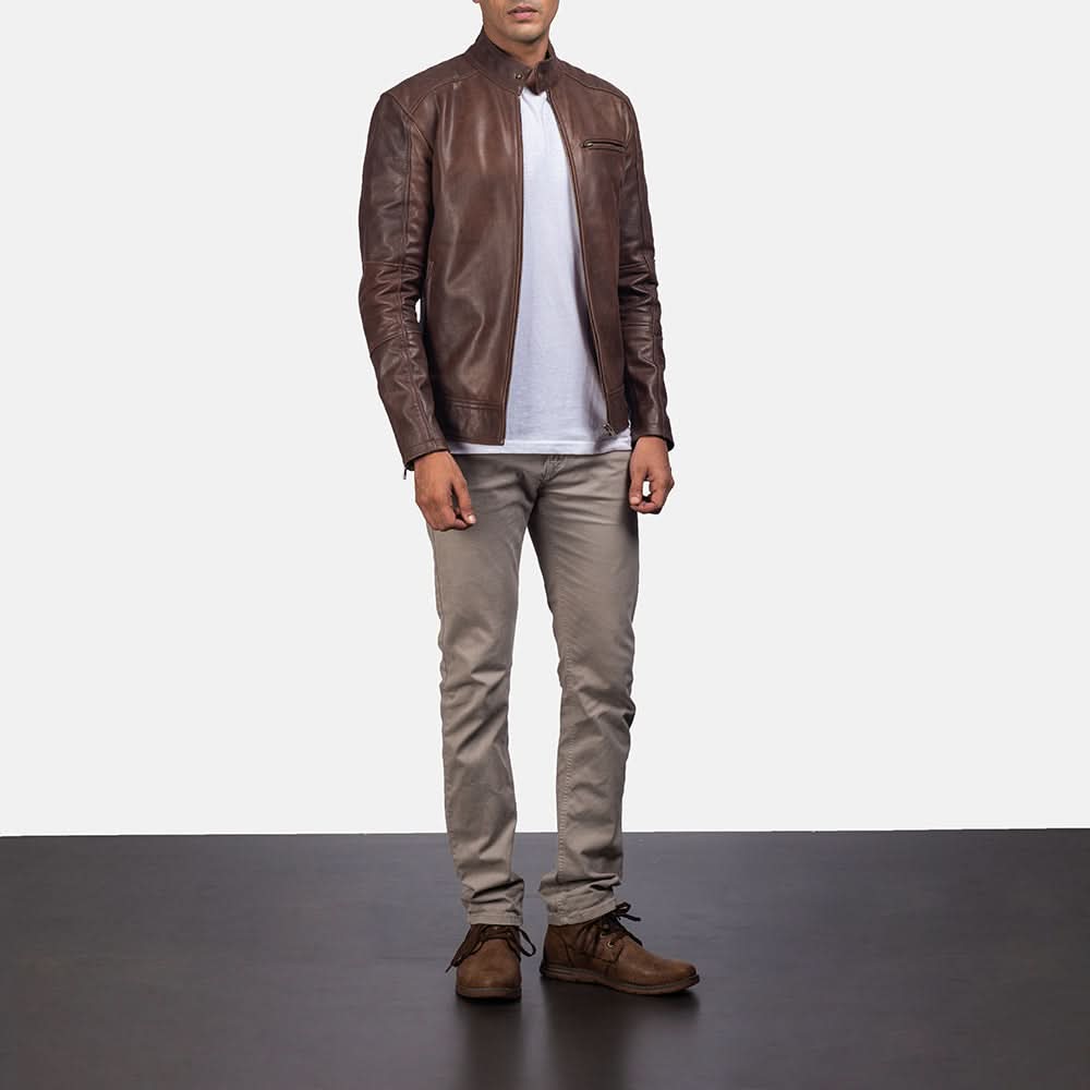 [LC] Dean Brown Leather Biker Jacket