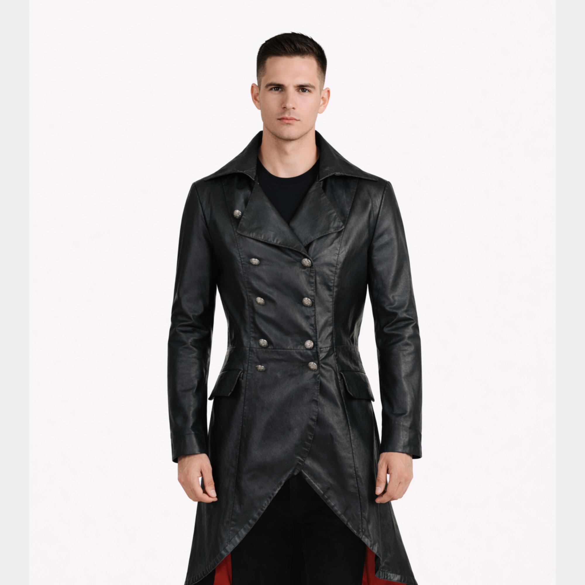 Double Breasted Gothic Raven Black Coat