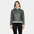 Fiona Green Hooded Shearling Leather Jacket