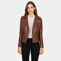 Flashback Brown Leather Biker Jacket