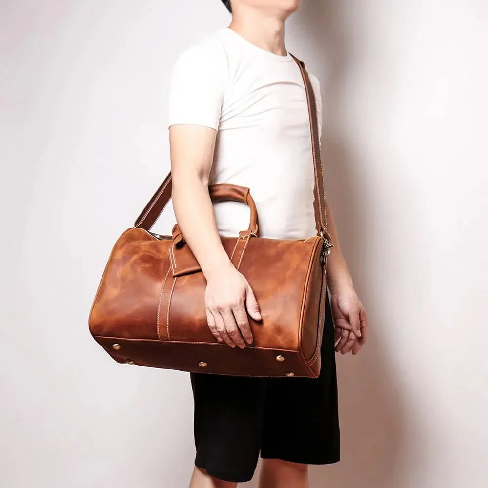 The Brandt Weekender Small Leather Duffle Bag