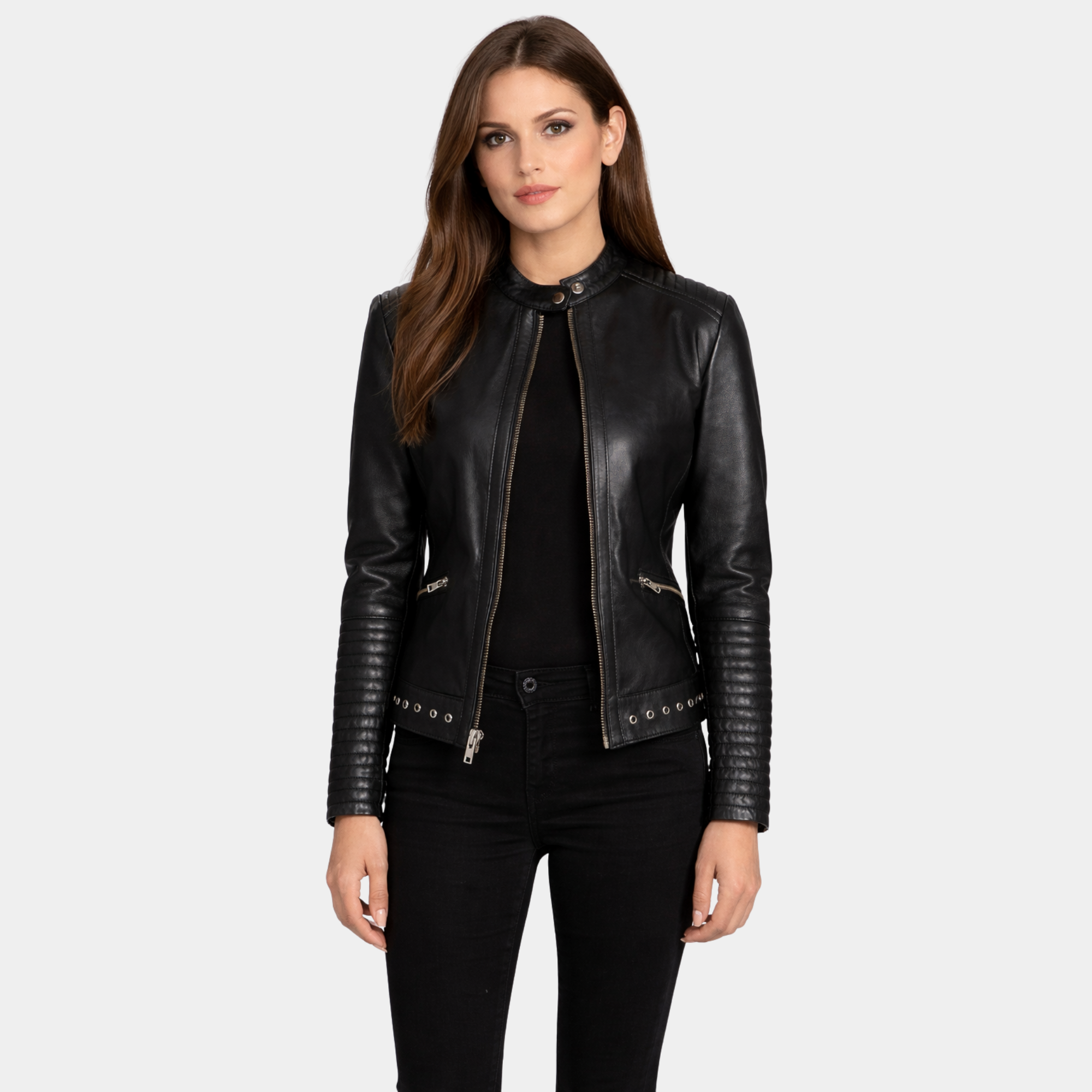 Haley Ray Black Leather Biker Jacket