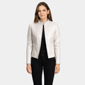 Ice Maiden Silver Quilted Leather Biker Jacket
