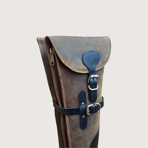 Distressed Brown Double Leather Shotgun Slip, Gift for Hunters