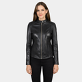 Kelsee Black Leather Biker Jacket