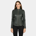 Kelsee Green Leather Biker Jacket