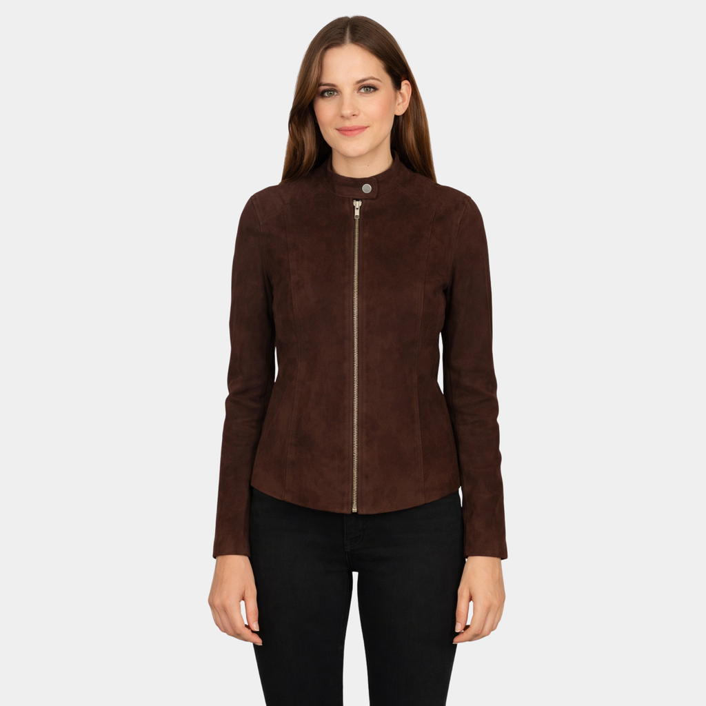 Kelsee Mocha Suede Biker Jacket