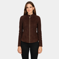 Kelsee Mocha Suede Biker Jacket