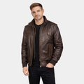 [LC] Glen Street Brown Leather Bomber Jacket