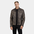 [LC] Ionic Distressed Brown Leather Biker Jacket