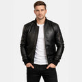 [LC] Ma-1 Black Leather Bomber Jacket