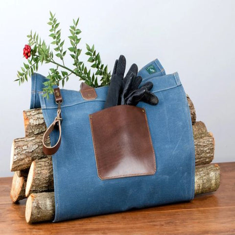 Leather and Waxed Canvas Firewood Carrier