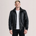 Lester Black Leather Bomber Jacket