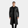 Mateo Black Leather Single Breasted Coat