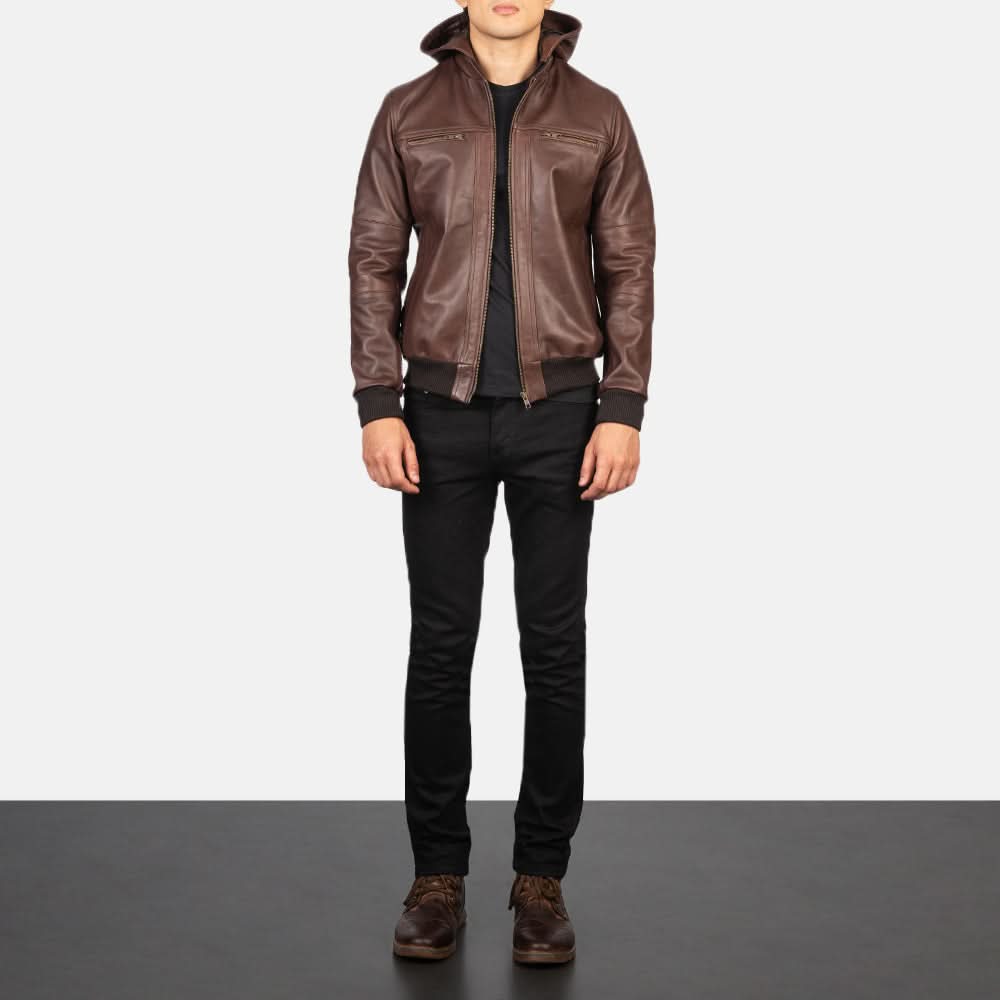 [LC] Bouncer Biz Brown Leather Bomber Jacket