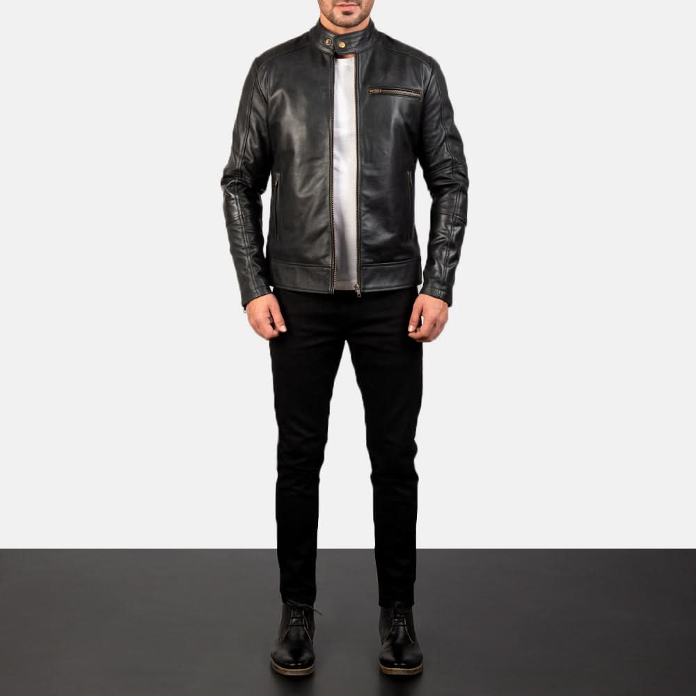 [LC] Dean Black Leather Biker Jacket