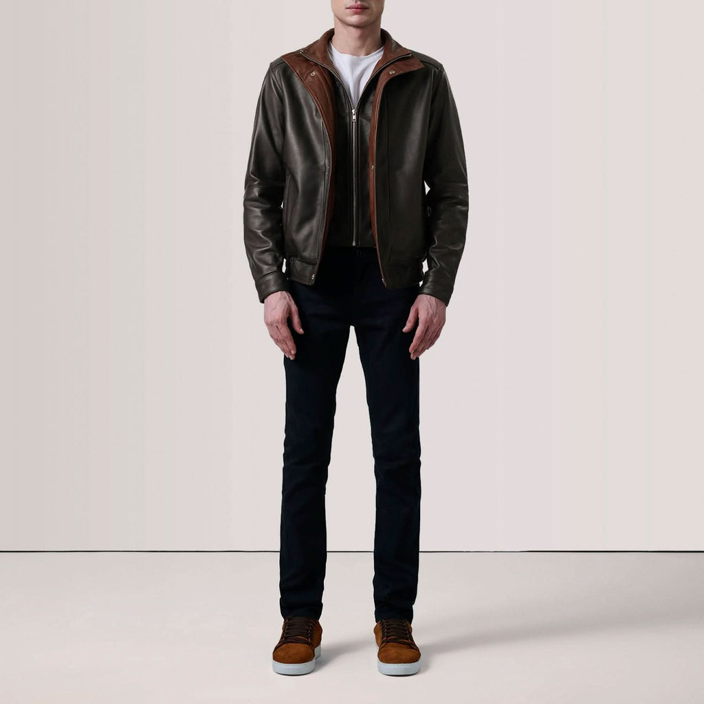 Alfred Brown Leather Bomber Jacket