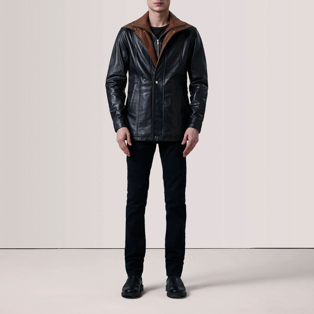 Connor Black Leather Coat