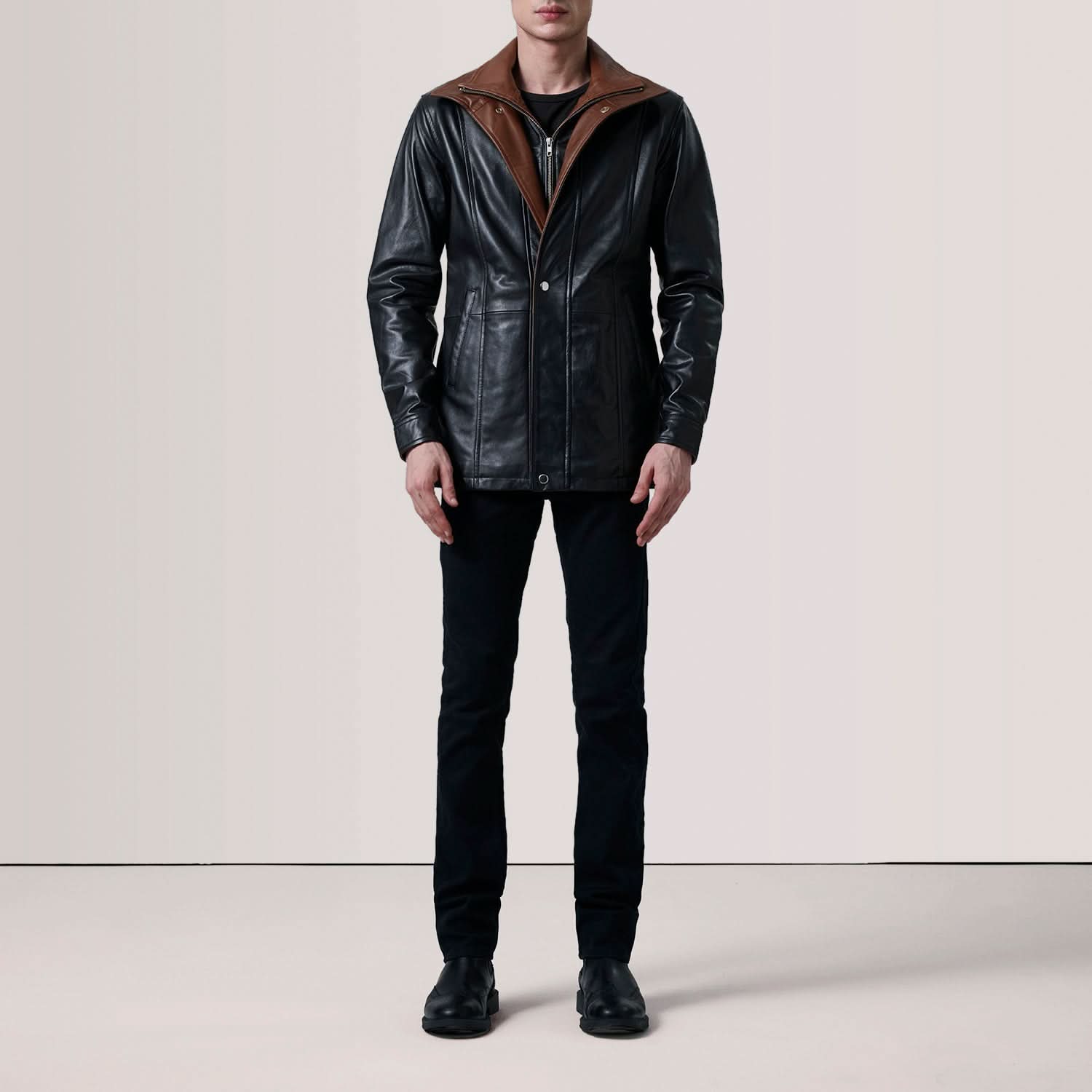 Connor Black Leather Coat