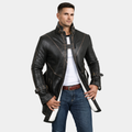 Men's Genuine Cow Rub Off Leather Coat (Trench Coat)